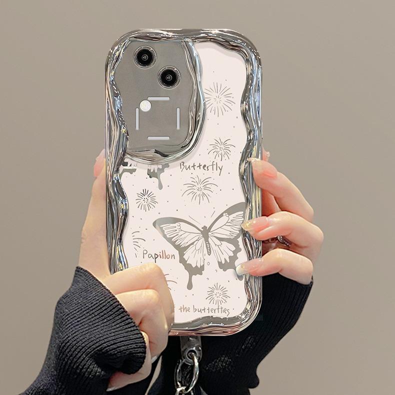 Applicable To Vivos18/17pro Mobile Phone Case X100/90 Firework Butterfly Bracelet Y77/52s Electroplated Silver Full Package