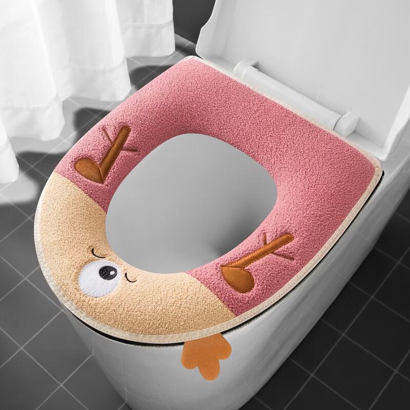 Thickened Little Deer Zippered Winter Toilet Seat Cover