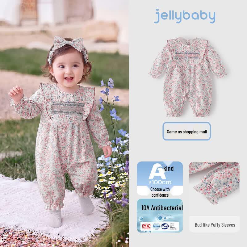 JELLYBABY Baby Girl s Antibacterial Floral Cotton Romper 73