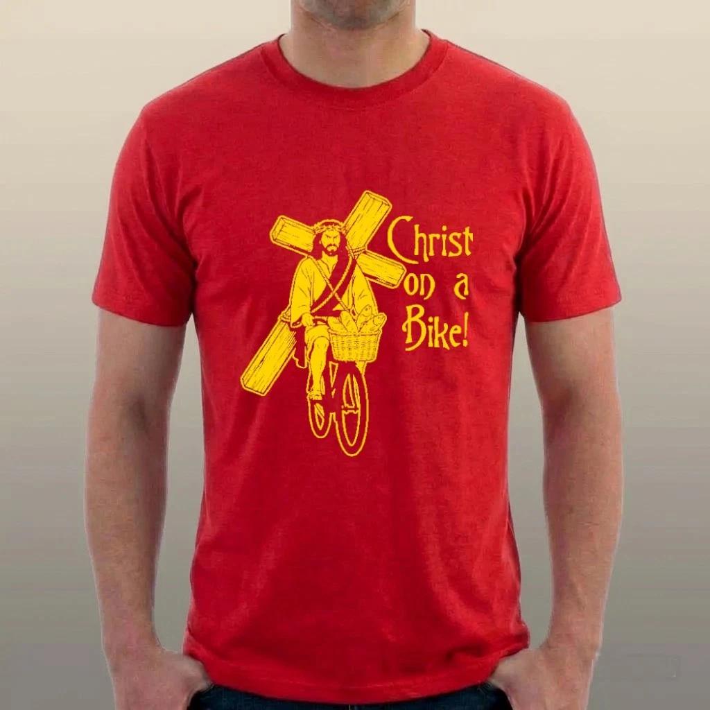 Christ On a Bike T-shirt Funny Cycling Religious Rude Jesus Tee XS