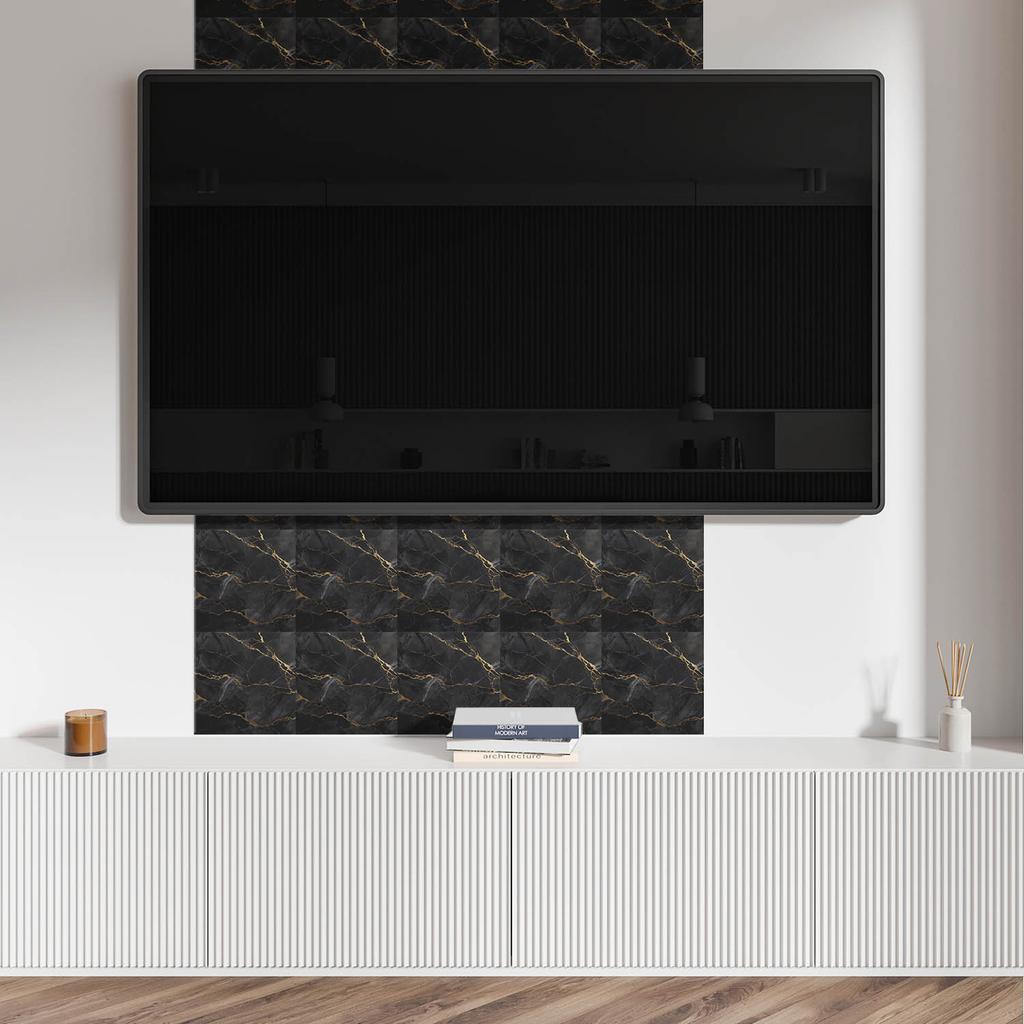 Dekoracja Winylowa Z Nadrukiem Do Montażu Bez Narzędzi Elegancki Marmur Z Żyłkami 20X20X20 Cm