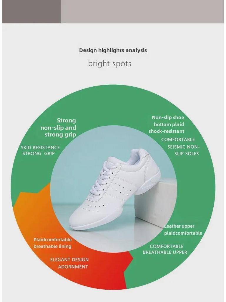 Kinder Wettkampf Aerobic Cheerleading Schuhe - Weiche, Rutschfeste Weiße Schuhe für Training und Wettkämpfe