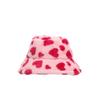 Fluffy Plush Fisherman Hat Thicken Winter Plush Hat Cute Love Heart Bucket Hat  Girl