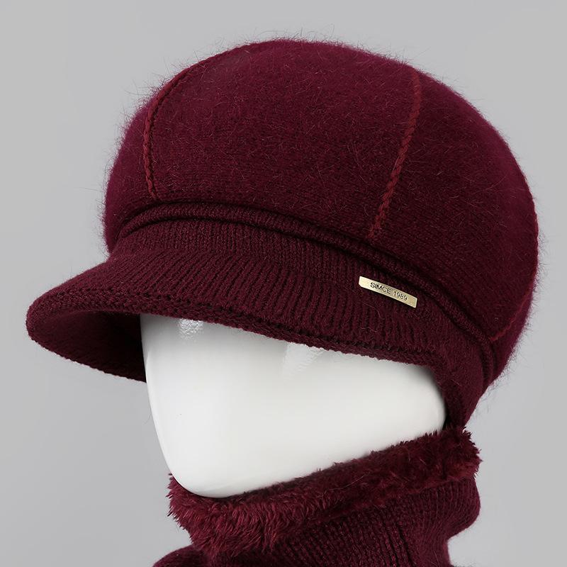 Ladies Winter Rabbit Fur Hat Warm Thickened Knitted Mother Wool Hat Cold Versatile Old Man Hat