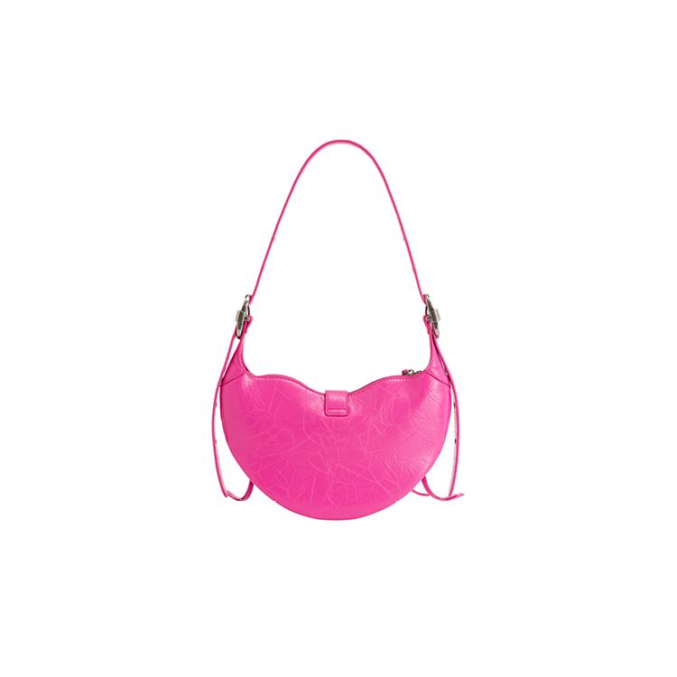 New JW PEI Artificial Leather Croissant Bag Biker Crossbody Bag Medium Size Unisex Bright Pink/Black/White 5S34