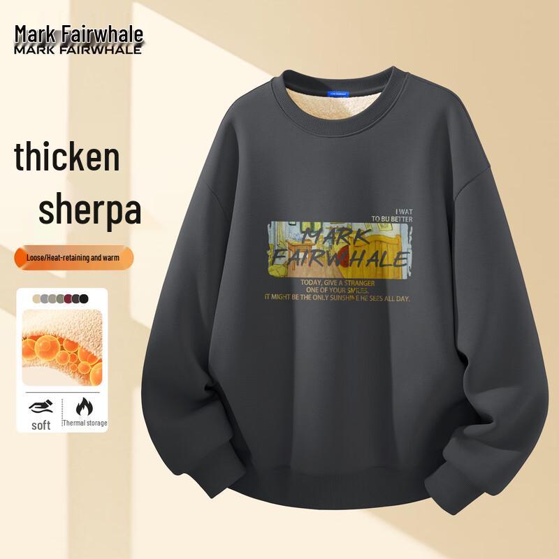 Mark Fairwhale Men's Sherpa Fleece Lined Round Neck Sweatshirt