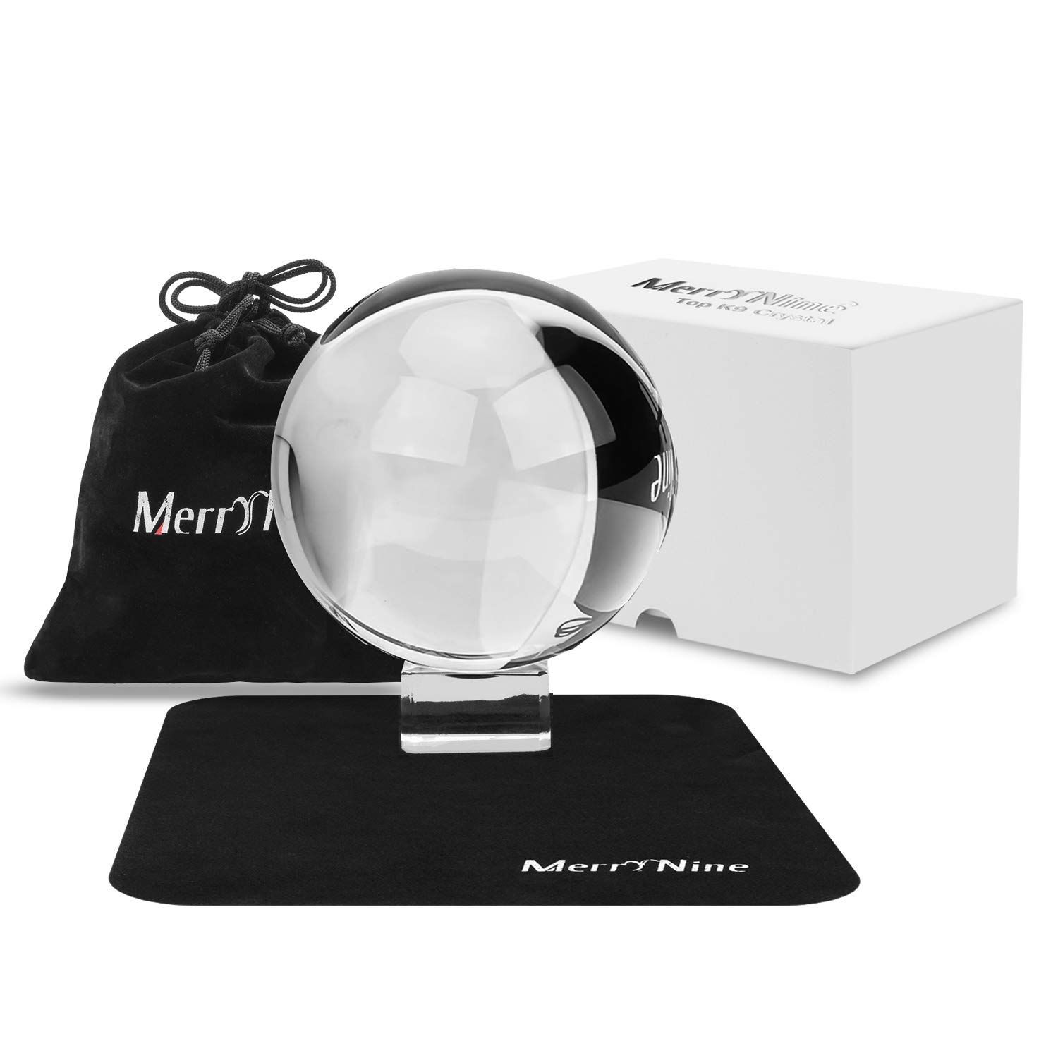 

MerryNine Magic Crystal Colorless and with Crystal Wiping and Flannel Feng Shui Home Decorative Item for New Photo Prop Ball, 110mm, Transparent,