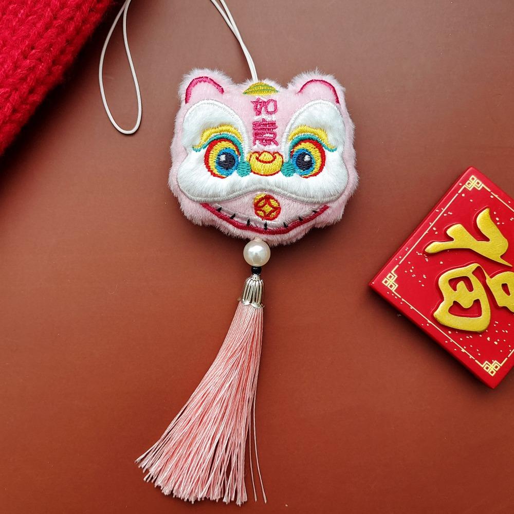 Year of Horse Lion Dance Tassels Pendant Chinese Style New Year Zodiac Plush Doll Car Interior
