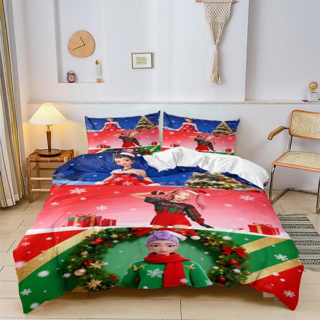 Set Biancheria da Letto KPop D-Demon Hunters Singolo Set Biancheria da Letto Costume di Halloween - Set Copripiumino Trapunta Copripiumino Federe 2-3 Pezzi