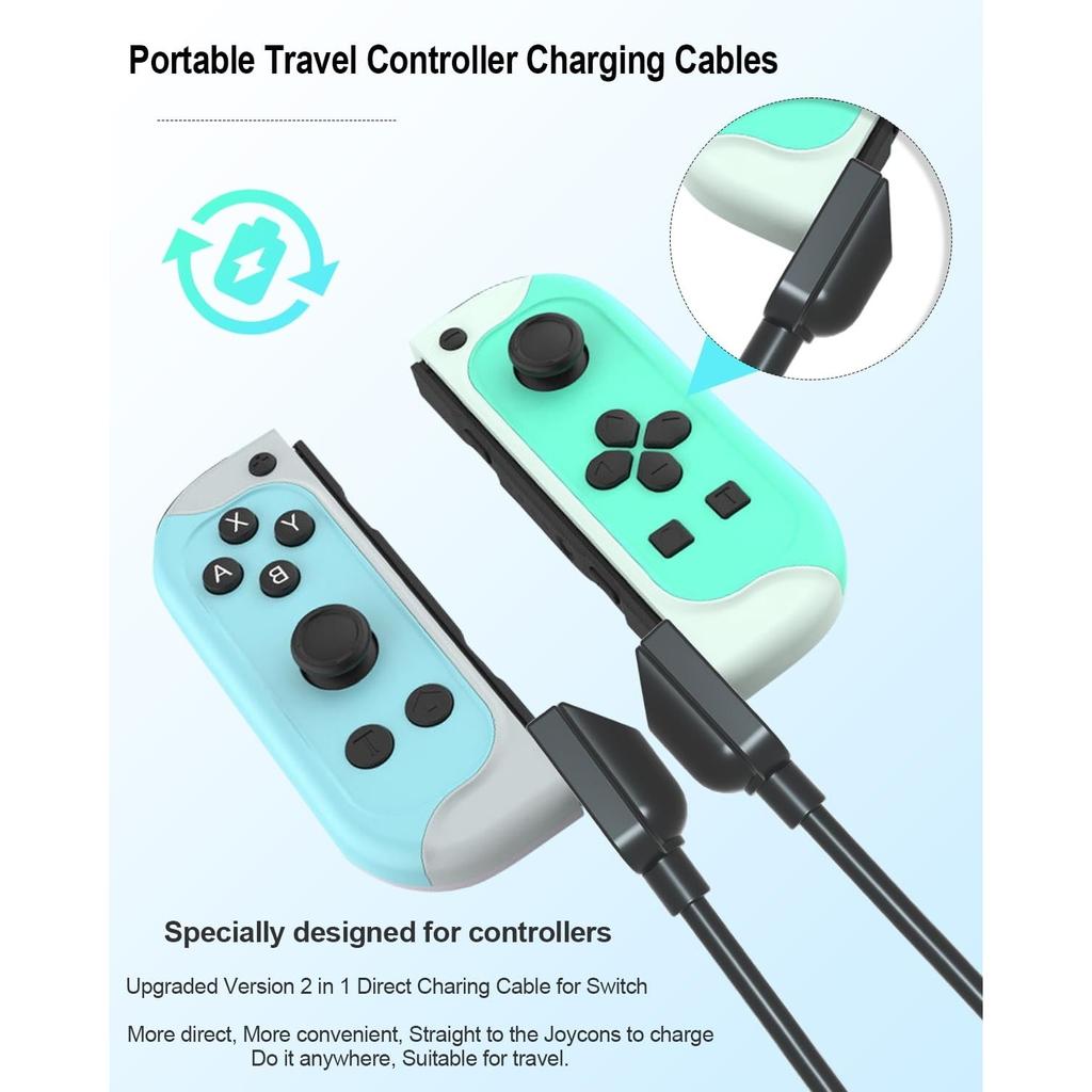 Tragbares Joy-con USB-Ladekabel Kurz für Nintendo Switch Controller mit LED-Anzeige Ersetzt Joy-con Ladestation, Reise-Ladekabel