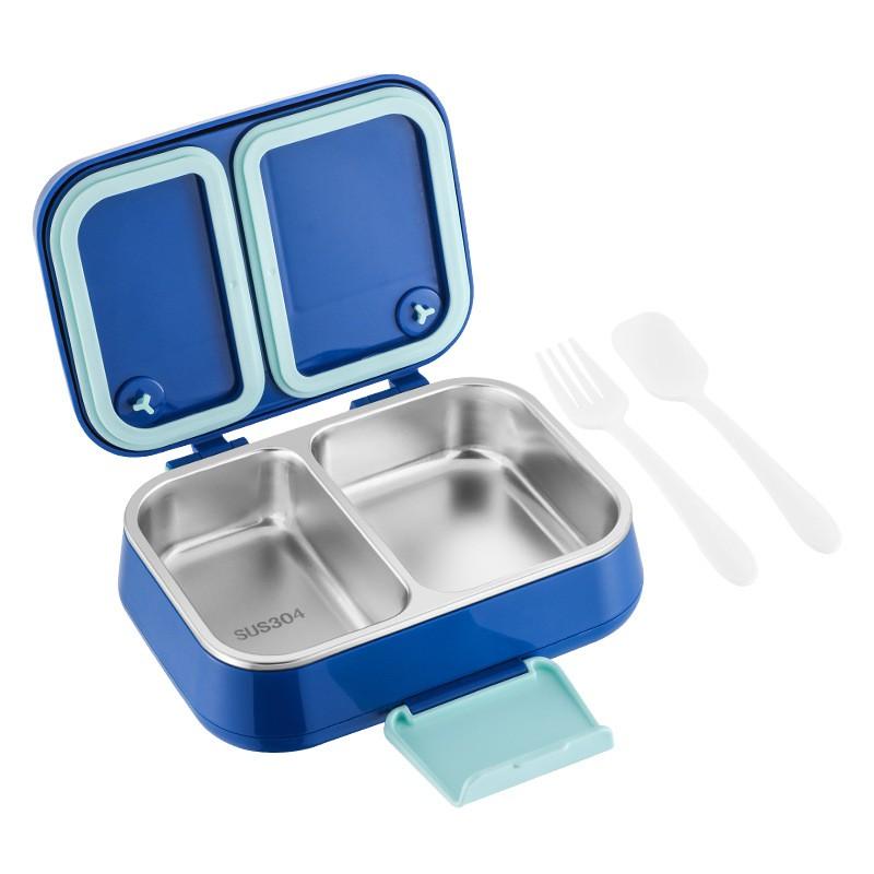 Lunch Box Termica in Acciaio Inossidabile per Bambini, 2 Scomparti, Ermetica, Contenitore Bento, per Scuola, Ufficio, Picnic