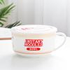 Japanese Ceramic Ramen Bowl Set: Includes Lid, Handle Bowl, Spoon, Chopsticks, and Gift Box - Perfect for Home, Dorm, and Lunch.