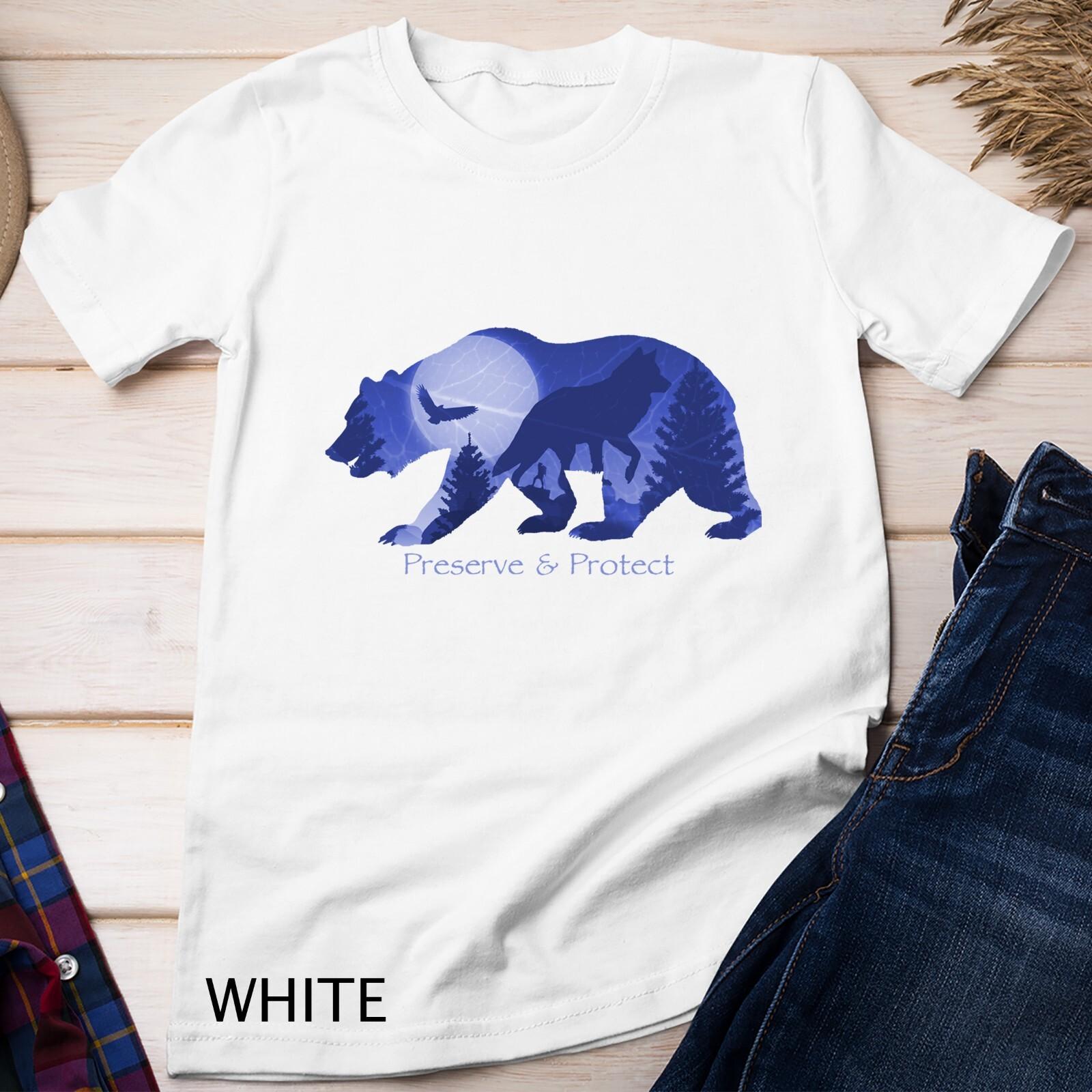 Preserve and Protect Vintage National Park Bear Wolf Eagle Unisex T-Shirt Mens Womens Tees Top S