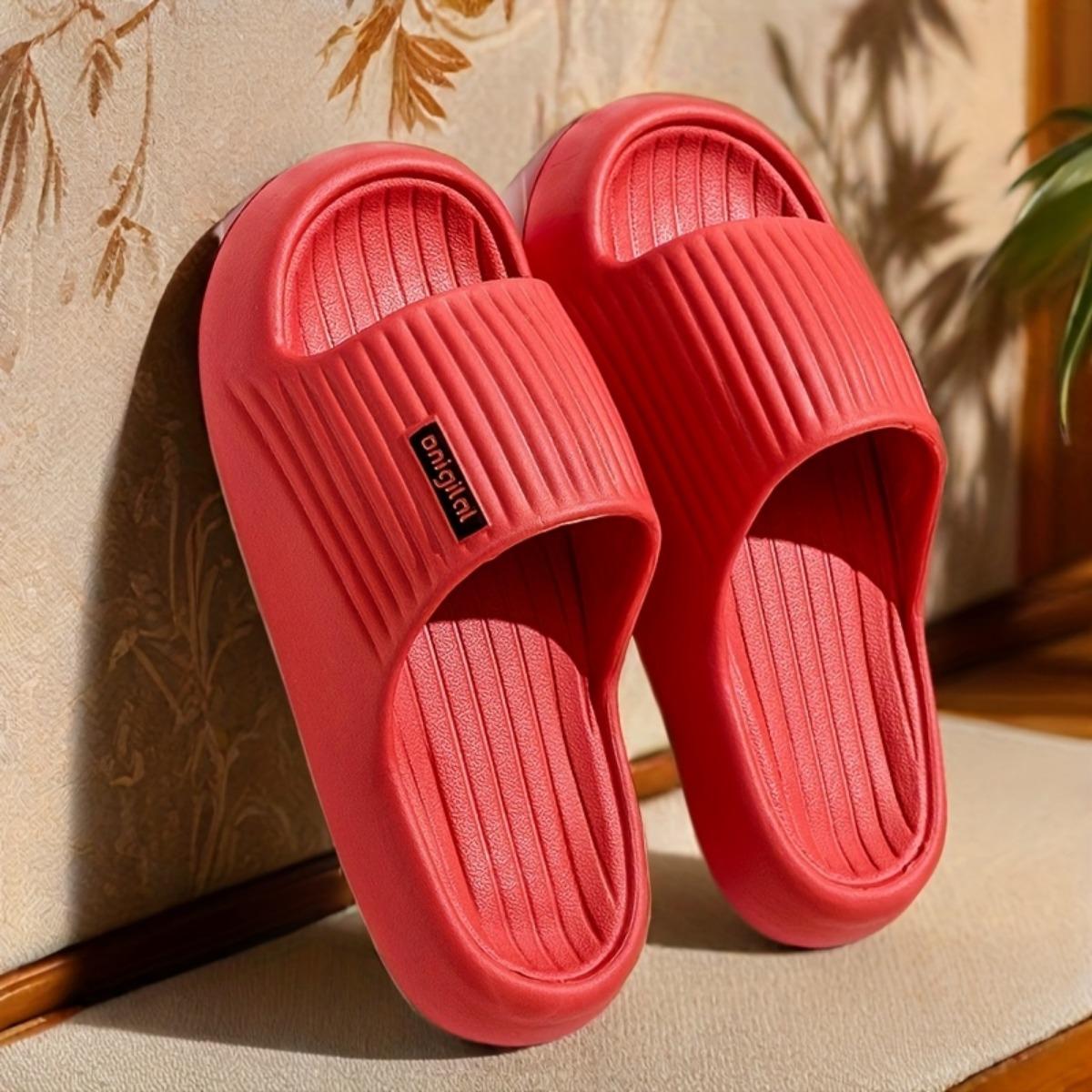 

Тапочки и сандалии — повседневные, с открытым носком, на низком каблуке, в полоску, удобные в любой сезон, удобные в носке | Повседневные тапочки | Сандалии из ЭВА 36-37 красный