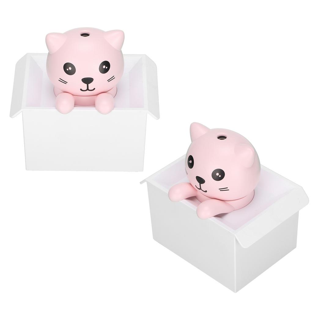 Air Humidifier 330ml Mute Adjustable Fog Mode Cat Shape Portable Humidifier with Color LED Light for Office Bedroom Car