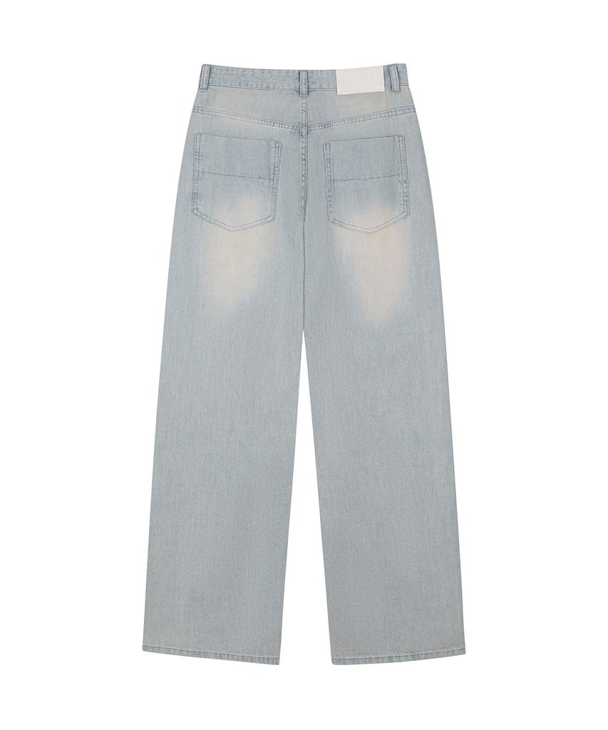 DECET [Linen Like] Linen Like Mid Rise Wide Jeans Dcpt039Iceblueb