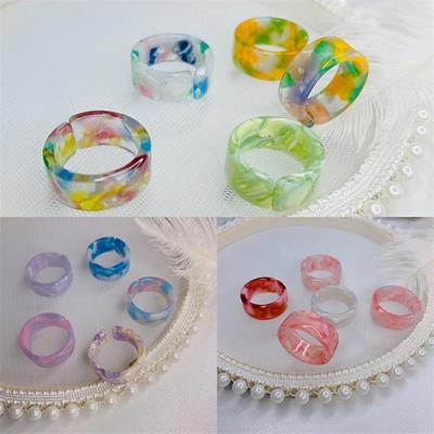 1PC Mode Acryl Ring Retro Bunte Ästhetische Harz Transparent Mädchen Frauen Party