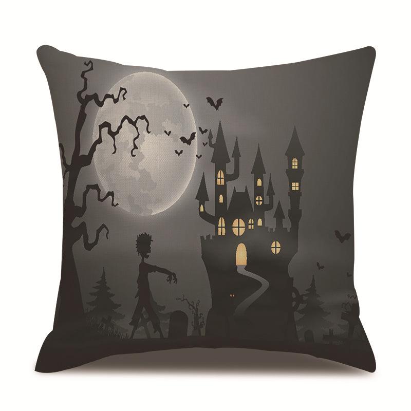Halloweenský lněný povlak na polštář Tištěný povlak na polštář