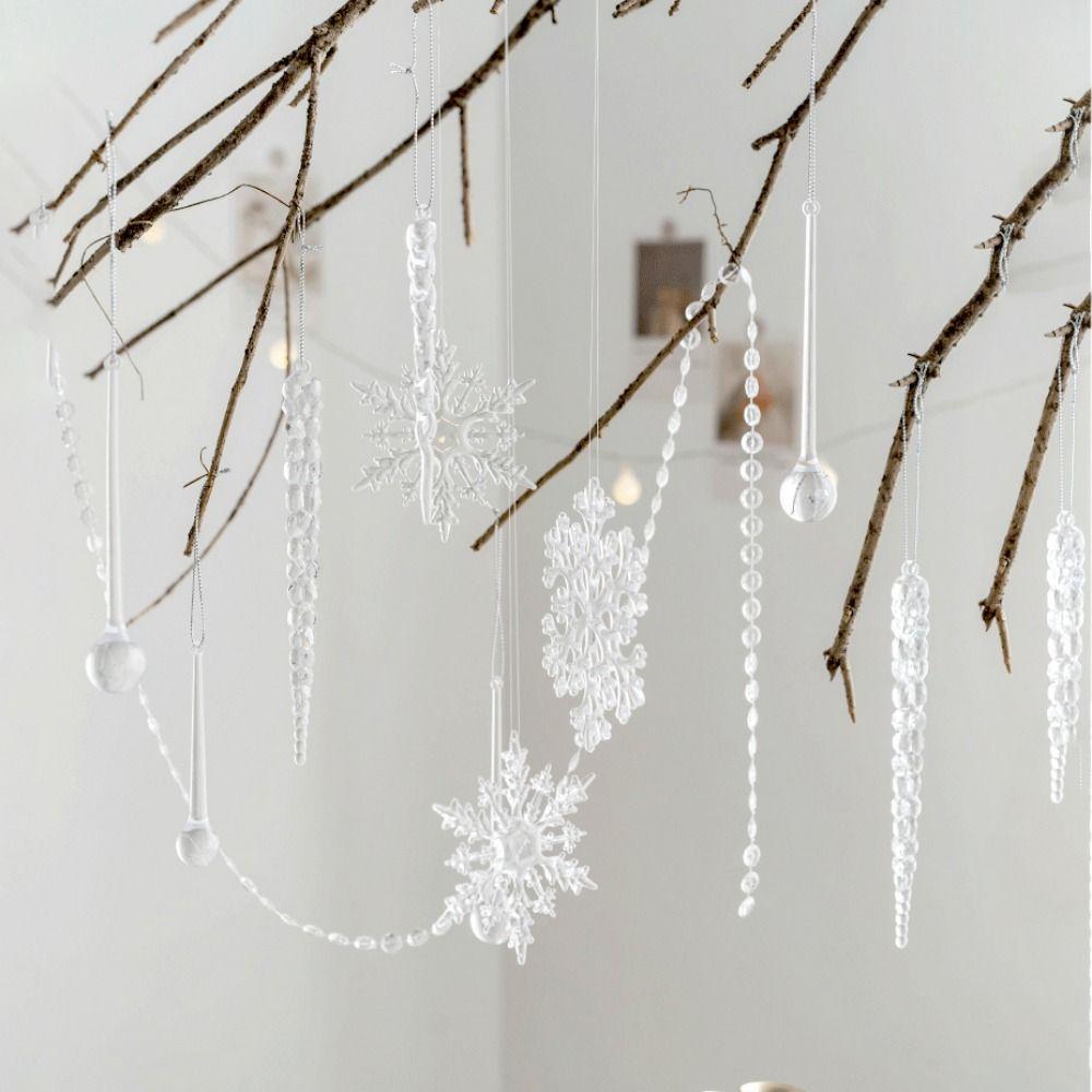 6pcs/set Acrylic Christmas Icicle Pendant Simulation Christmas Ice Bar Pendant  New Year