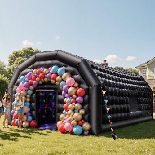 VEVOR Inflatable Nightclub, 9 x 6 x 4 m Inflatable Party Tent with 1100W Blower &amp; Sandbag, Ventilated Blow up Night Club with 2 Windows
