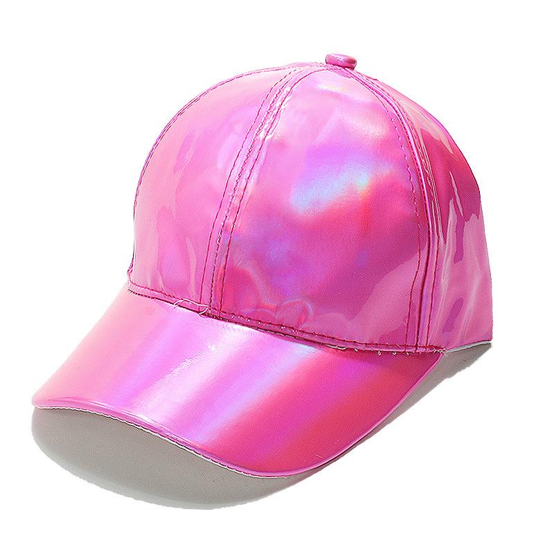 Women's European and American hip hop hats jazz dazzling PU leather peaked caps laser baseball caps