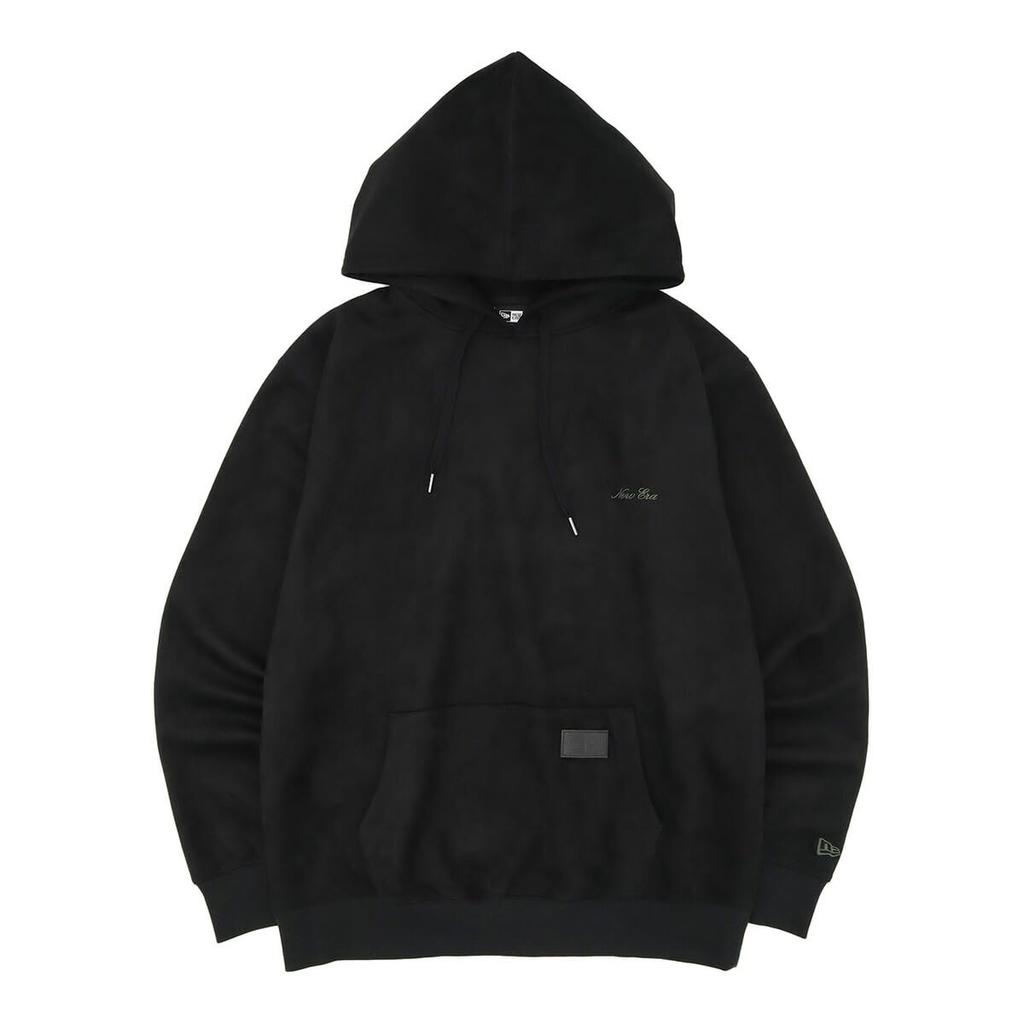 New Era Suede Pullover Hoodie In Black and Dark Size Script Box and Leather Exclusive To and Popular New Era Trendy Suitable for All and How To Fold