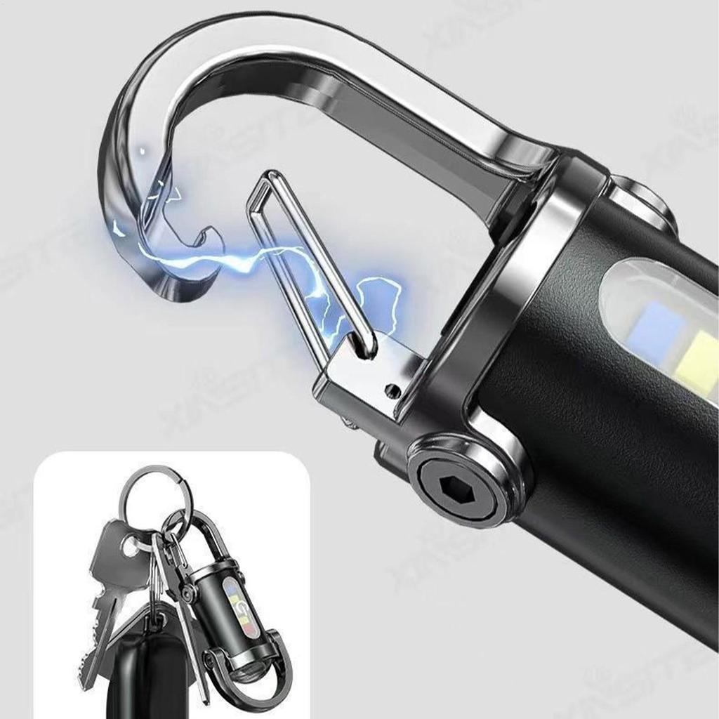 Keychain Flashlight USB Charging Portable Camping Flashlight Powerful LED Lamp Outdoor Gear Pocket flashlight for Hiking Fishing