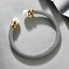 Simple Personality Cable Pearl Titanium Steel Bracelet Titanium Steel Accessories Two-Color Electroplated Women