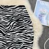 Koreaanse Zomer Zebra Print Gebreide Rok Vrouwen Hoge Taille Slanke A-Lijn Rok Veelzijdige Hip Wrap Rok Korte Rok