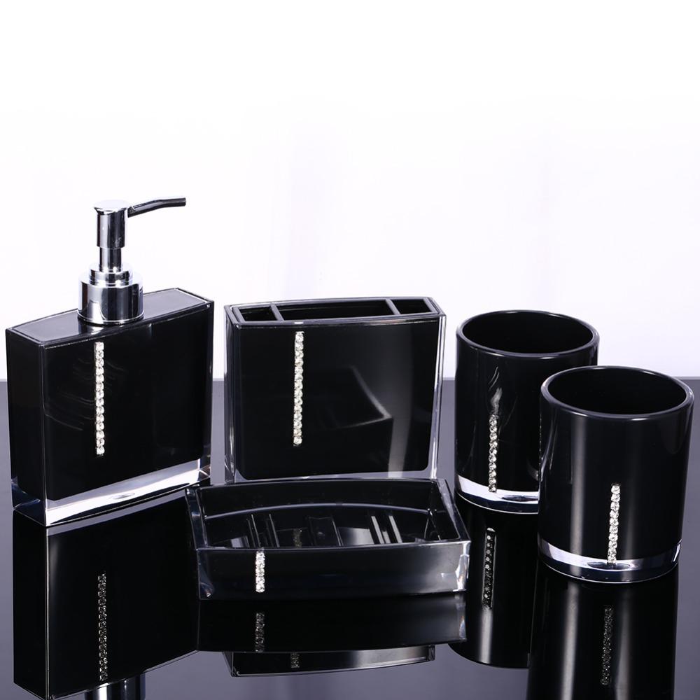 Black Bathroom Accessories Set Acrylic Bath Vanity Set Luxury Bathroom Decor Set Guest Bath