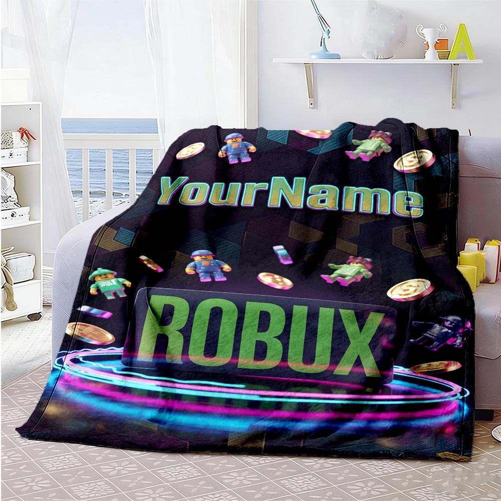 Roblox 95 Customize Your Name Blanket Multi-purpose Customizable Blanket Ultra-Soft Perfect for Office Livingroom Picnics Sofa Ideal for All Seasons