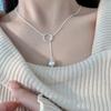 Geometric Shape Brushed Round Ball Necklace Minimalist Silver Bead Necklace  Neck Accessory