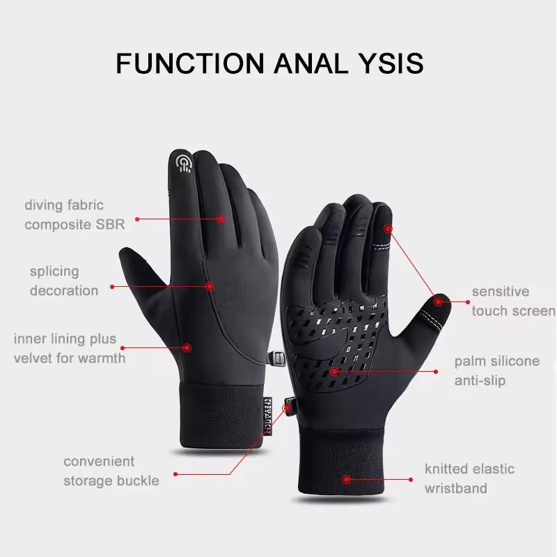 Motorcycle Riding Cold Resistant Gloves Men's Touch Screen Waterproof Warm Full Finger Gloves Skiing Climbing and Running Gloves
