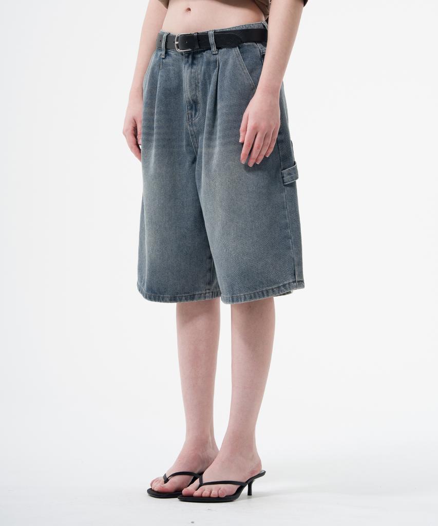 Descheuis Everyday Single-Pleat Carpenter Bermuda Denim Pants Vintage Blue (Type B)