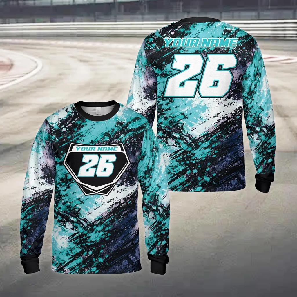 Custom Diy Paint Splash Racing Sports Jersey Personalized Name Number Text Long Sleeve Motocross Shirt For Dirt Bike Enthusiasts