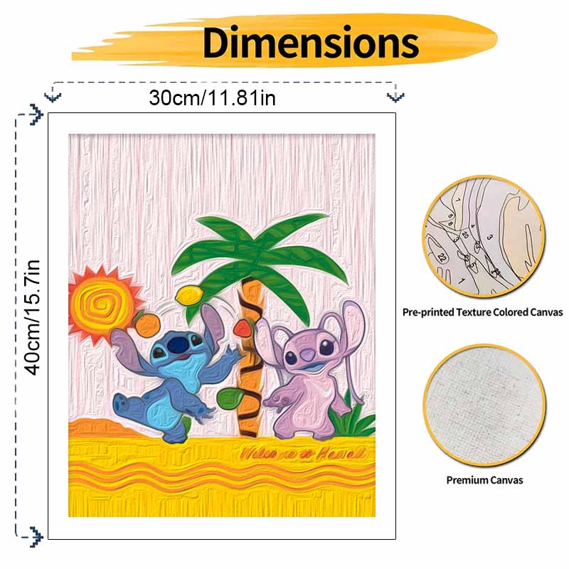Disney Stitch and Angel oil painting kit painting art home bedroom wall decoration handmade diy gift Aloha Hawaii Tropical Vacation Fun Gifts