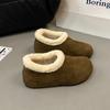 Women's lightweight thick sole one foot stirrup winter warm fur one snow boots plush lining non-slip casual sports cotton boots fur shoes