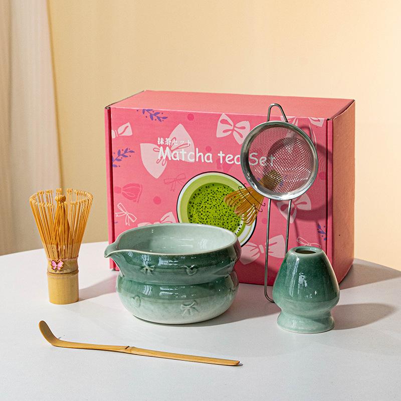 Set Matcha Set Frusta Matcha, Set Matcha in Ceramica 5 Pezzi Kit Matcha Per Amanti del Matcha Kit Matcha