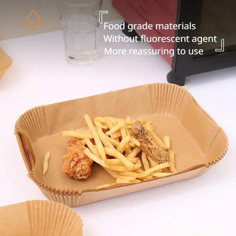 Disposable Air Fryer Grill Rectangular Large Capacity Baking Tray NonStick Air Fryer Inner Lining Paper Tray Kitchen Accessories