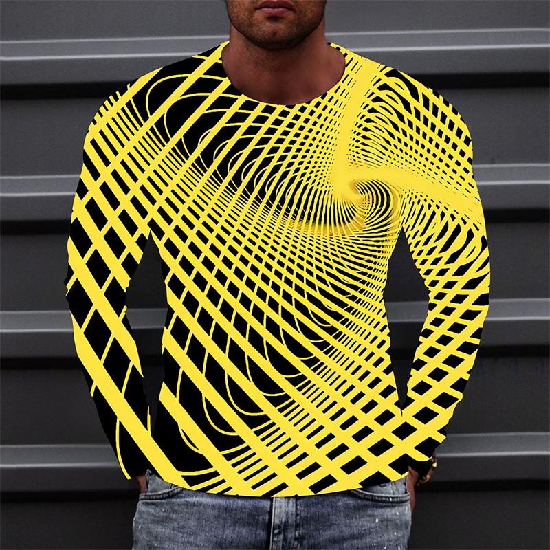 Funny Optical Illusions Graphic T Shirt Fashion Casual 3D Printed Long Sleeve T-shirt Catch Eyes Streetwear Personalization Tees