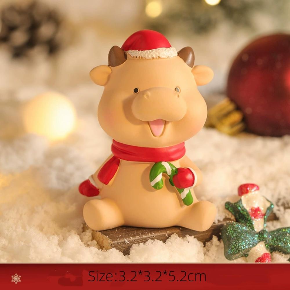Creative Christmas Ornaments Holiday Party Decoration Cartoon Santa Claus Snowman Resin Ornaments Miniature Scene Layout