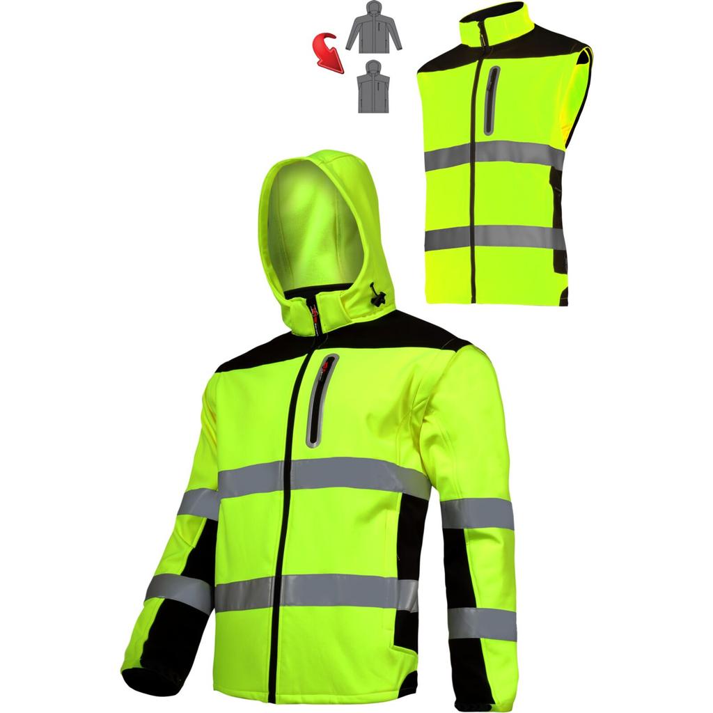 Softshell Jacket with Detachable Sleeves, Yellow, "3Xl", Ce,Lahti