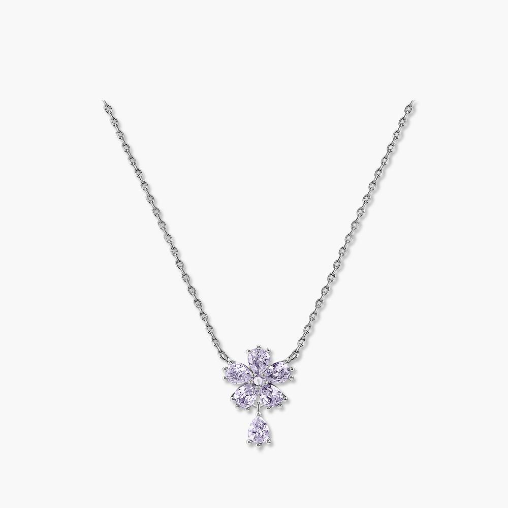 Monograph Callia Necklace Mgnl0394 Rhodium Plated (White Gold + Purple Cubic Zirconia)