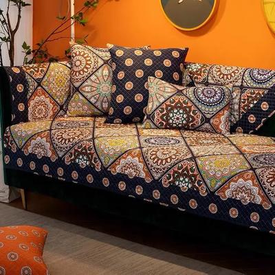 Cuscino per divano con motivo patchwork Bohemian Grid Copridivano in puro cotone Federa Antiscivolo Antipolvere Asciugamano per divano da soggiorno