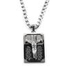 Spanish Lord's Prayer Crucifix Jesus Christ Pendant Necklace for Women Men Stainless Steel Silver Color Hip Hop Chain Jewelry
