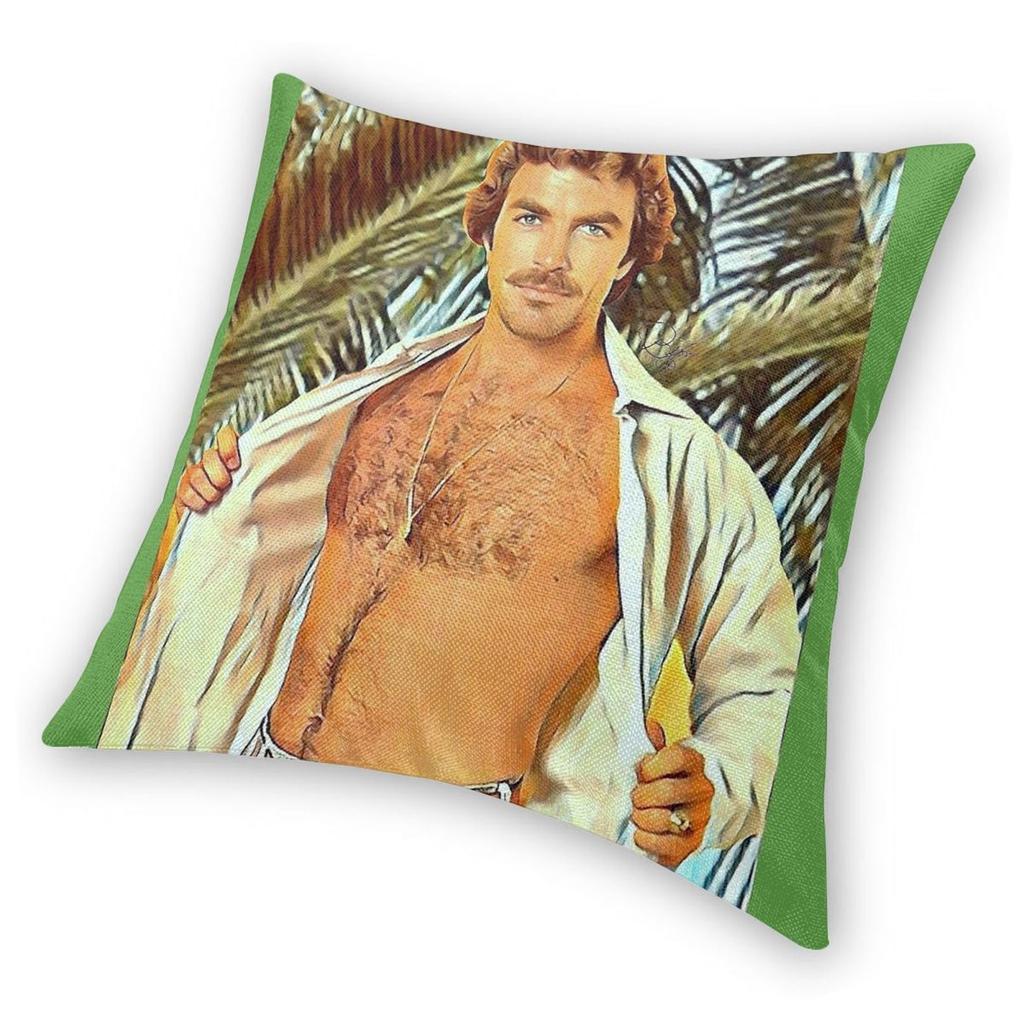 Thomas Magnum P.I. Square Pillowcase Polyester Linen Velvet Pattern Zip Decorative Home Cushion Cover