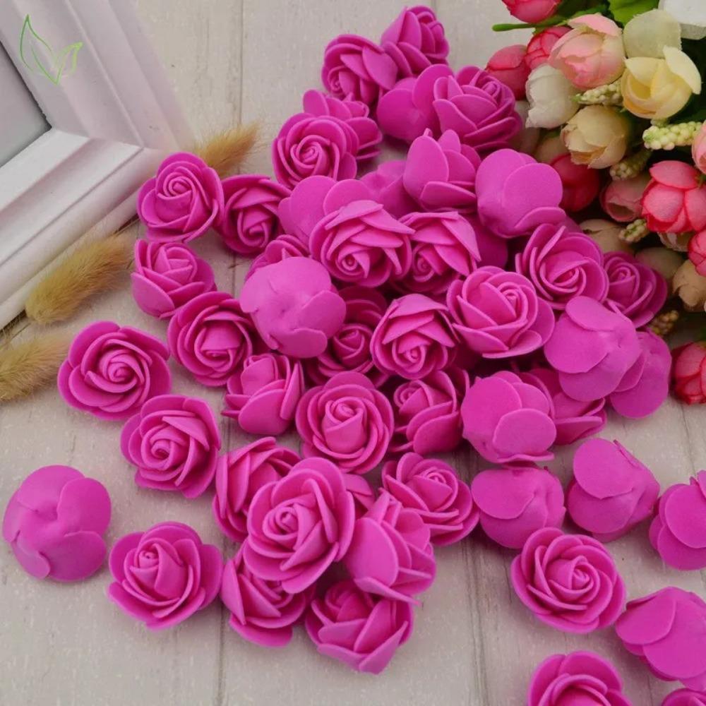 50PCS PE Foam Fake Flower Roses Head Artificial Flowers Cheap Wedding Decoration for Scrapbooking Gift Box Diy Wreath Multi-Use
