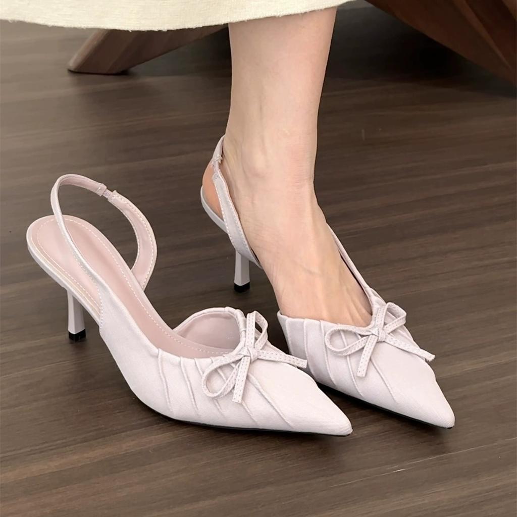 Fashion Women High Heels Sandals Bow Pointed Toe Shallow Sexy Heeled Shoes Summer Elegant Pumps Fashion Designer