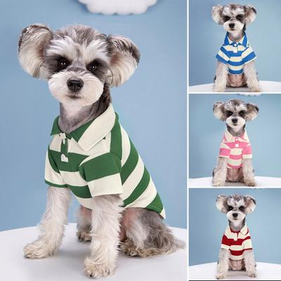 Evcil hayvan yeleği Kontrast Renk Çizgili Köpek T-Shirt Yumuşak Nefes Yaz Köpek Giysileri Bichon Kaniş Chihuahua