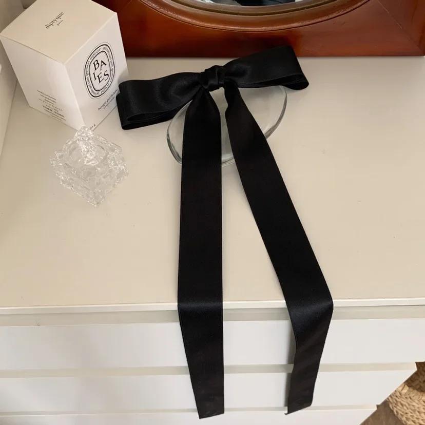 

Очень длинные стримерные заколки-банты для волос для женщин и девочек, атласная лента, большой бант, розовый, черный, заколка-автомат, корейские аксессуары для волос